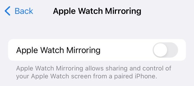 Alternar espelhamento do Apple Watch