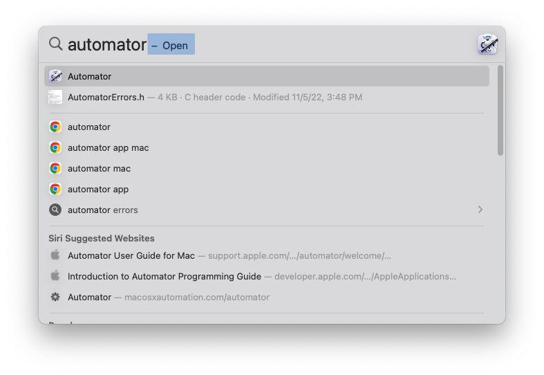 Procurando por Automator