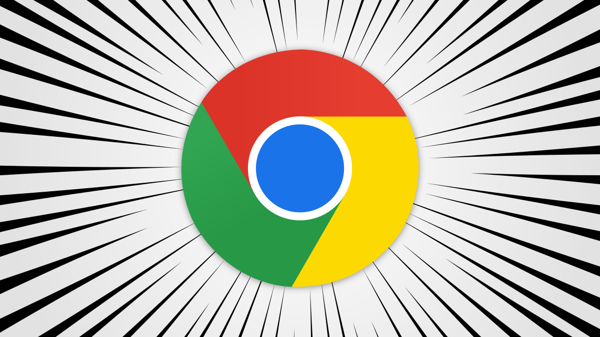 Logotipo do Chrome com linhas de velocidade.