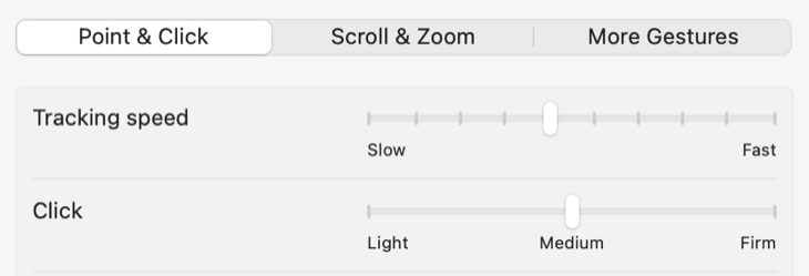 Trackpad do Mac, clique no controle deslizante de feedback