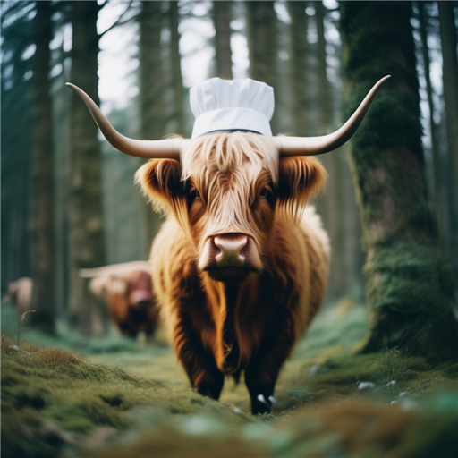 Vaca com chapéu de chef