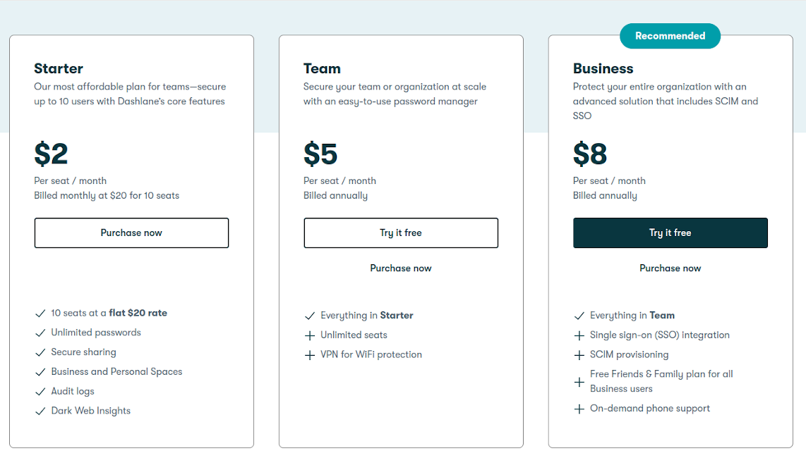 Dashlane's business plans