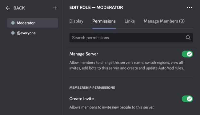Criando uma função de moderador no Discord com permissões de gerenciamento de servidor