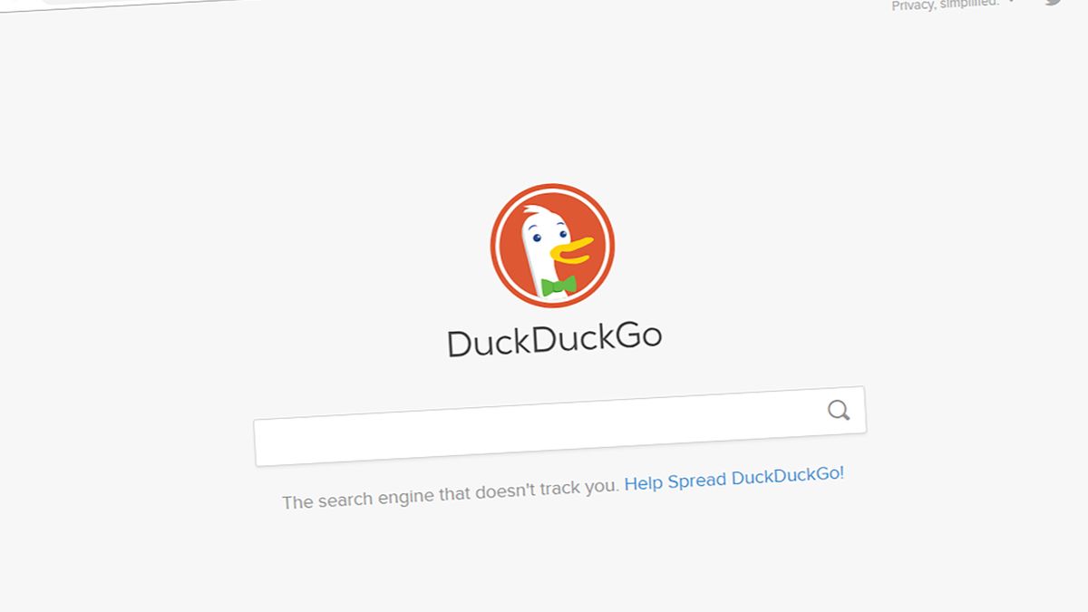 Página inicial do DuckDuckGo