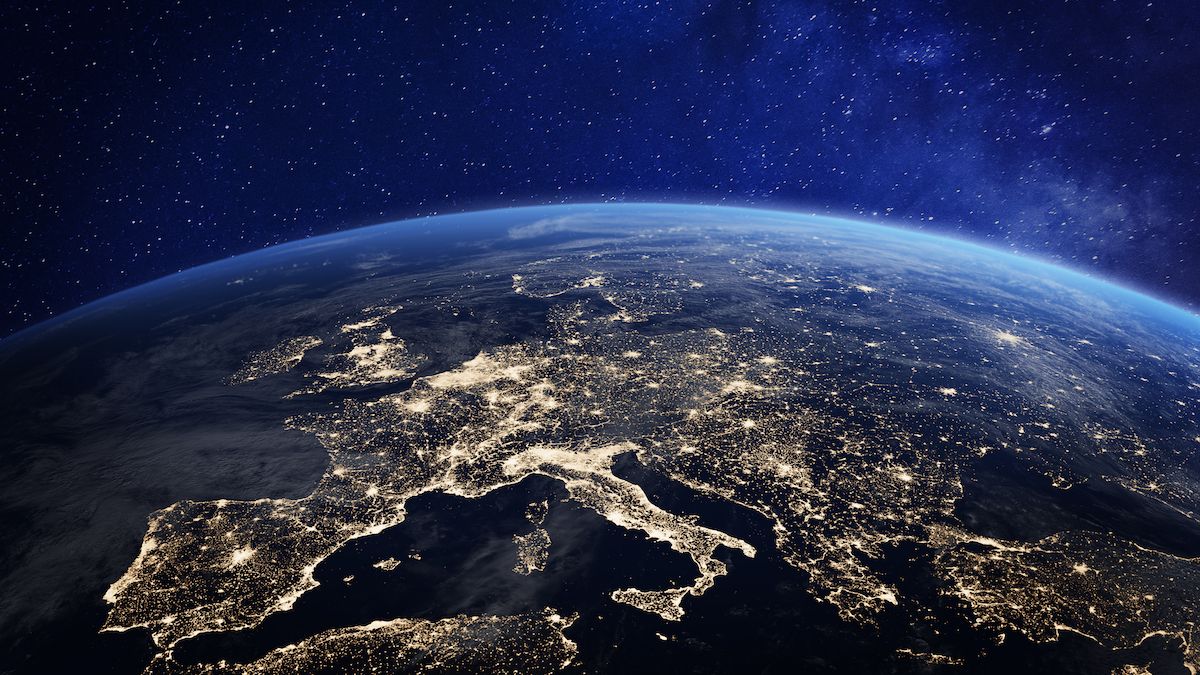 Terra e Europa vistas do espaço