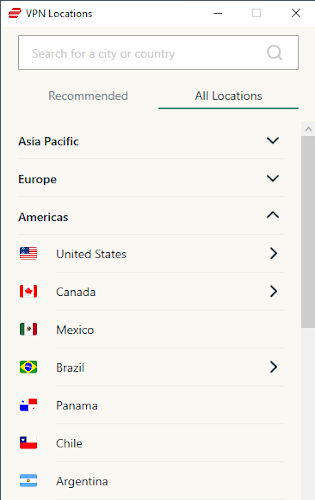 Todas as localizações da ExpressVPN