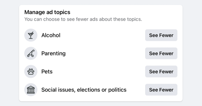 Gerenciar tópicos de anúncios no Facebook