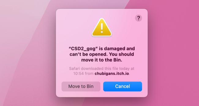 Arquivo está danificado Erro no macOS