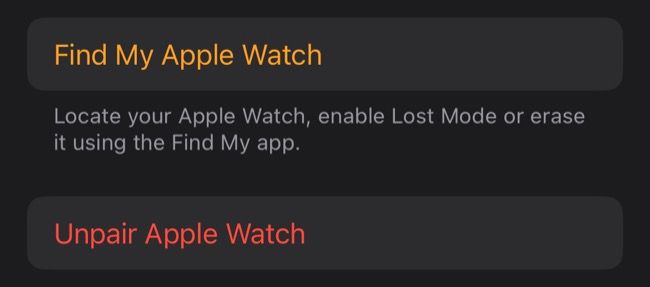Desemparelhe ou encontre seu Apple Watch