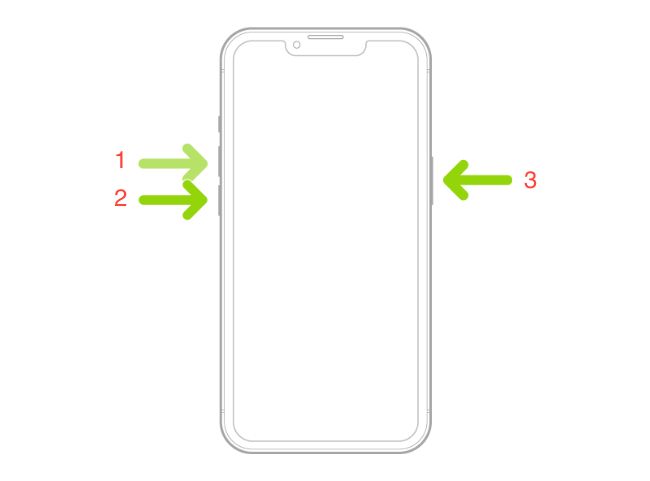 Forçar a reinicialização de um iPhone X, 8, SE (2020) ou posterior