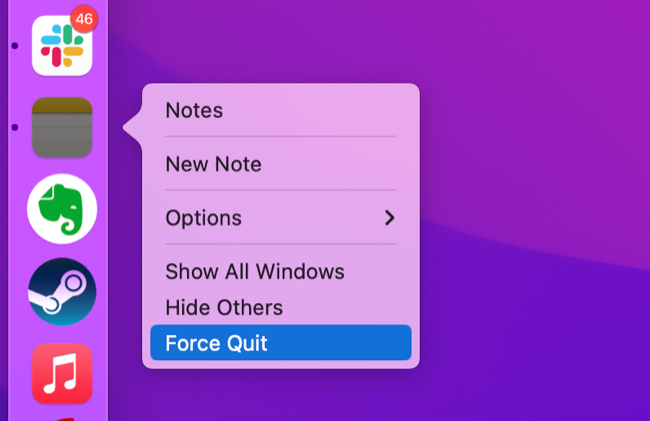 Forçar o encerramento do aplicativo Notes no macOS 12
