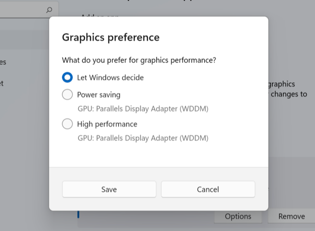 Selecione o modo gráfico de alto desempenho para forçar a configuração no Windows 11