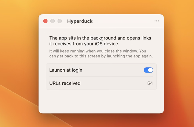 Utilitário de link Hyperduck para macOS e iOS