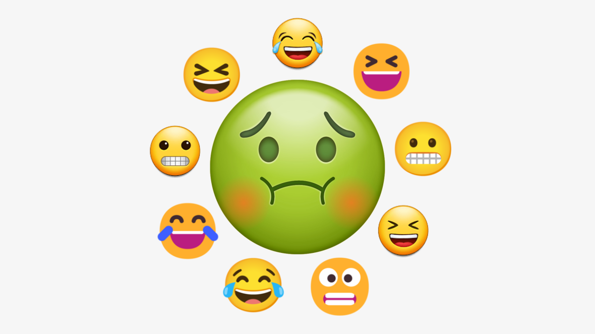 Emoji do iPhone com outros emojis.