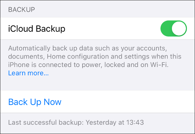 Habilite o backup do iCloud nas configurações do iOS