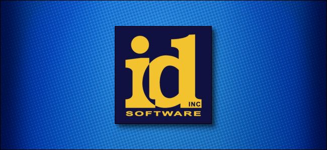 Um logotipo clássico da id Software em um fundo azul