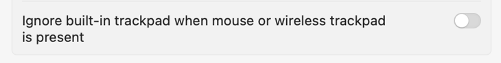 Alternar se o trackpad interno será ignorado ou não ao conectar outro mouse