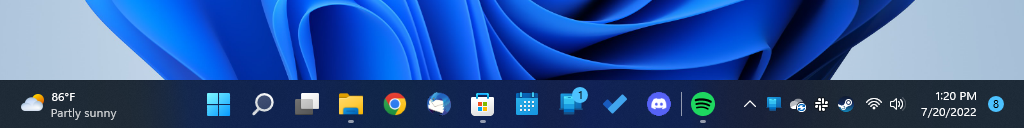Estouro da barra de tarefas no Windows 11 atual