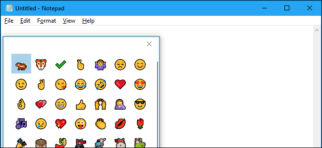O seletor de emojis do Windows 10