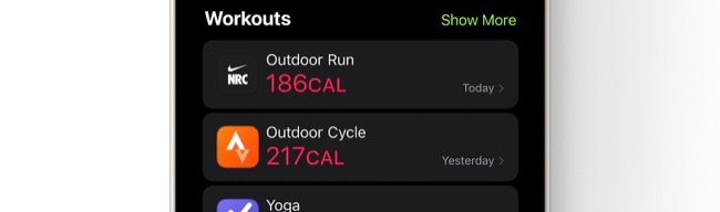 Exercícios do aplicativo iOS 16 Fitness