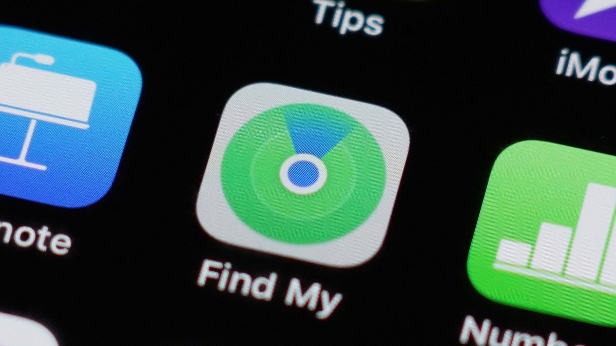 Close do ícone Find My app na tela do iPhone