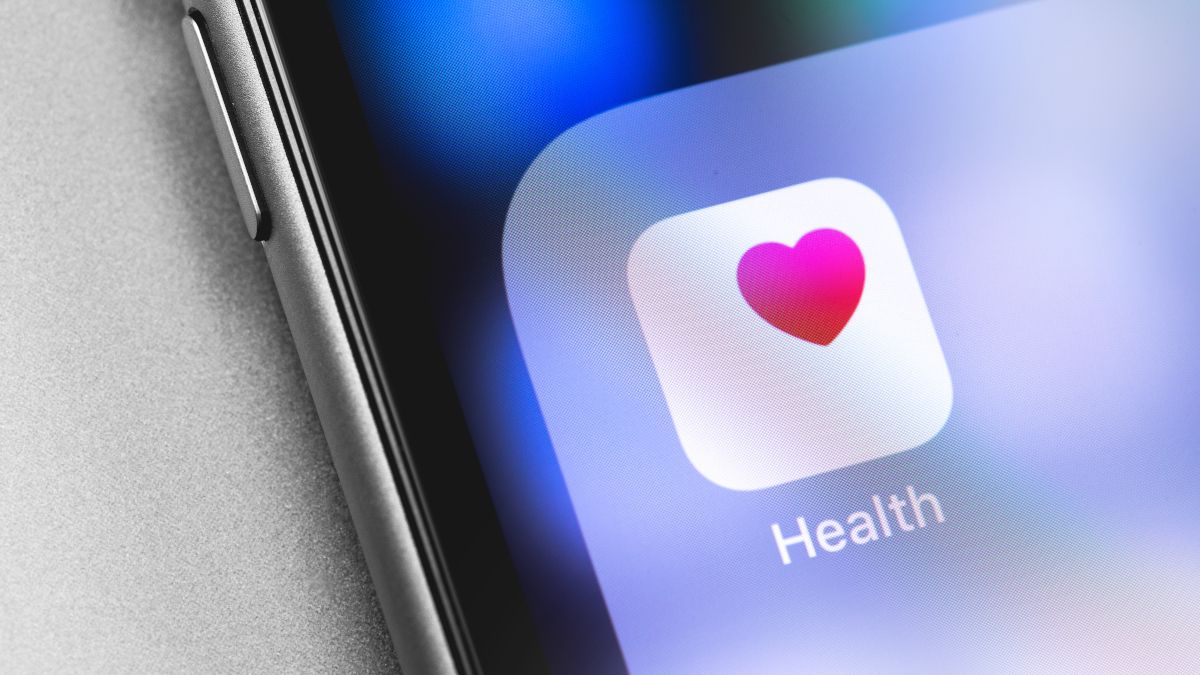 Ícone do aplicativo Apple Health no canto de um Apple iPhone