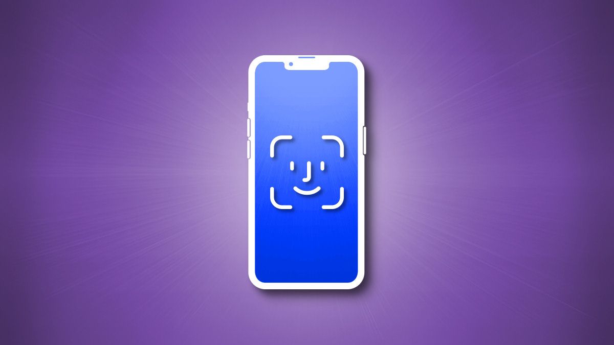 O ícone FaceID na silhueta de um iPhone