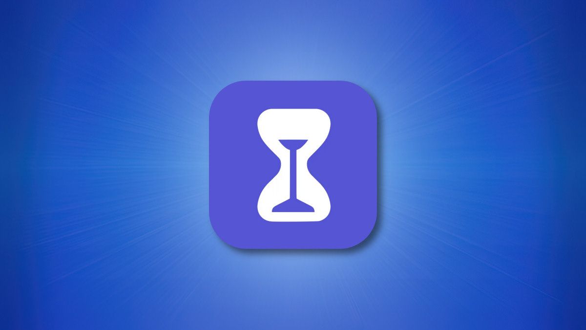 Herói do ícone do tempo de tela da Apple - roxo sobre azul