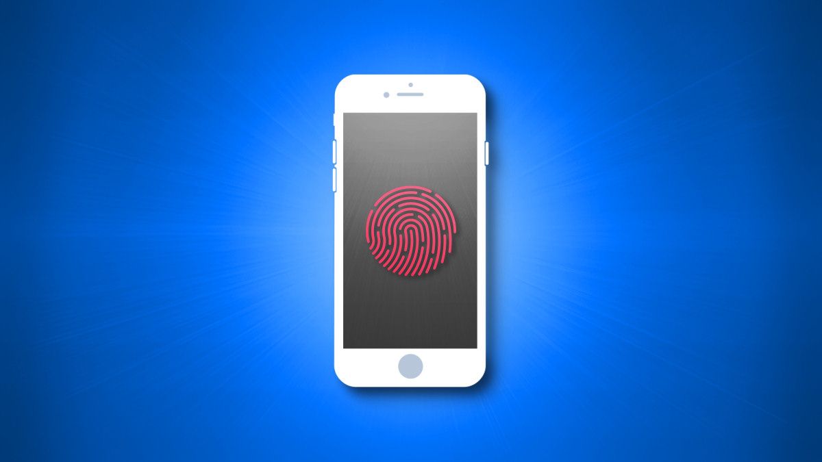 Uma silhueta de iPhone com um logotipo Touch ID na tela.