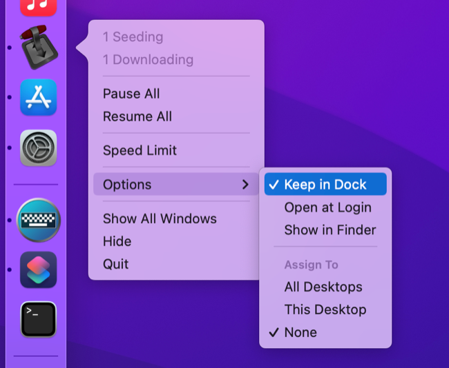 Mantenha um aplicativo no dock do seu Mac