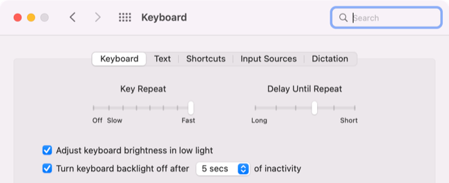 configurações do teclado macOS