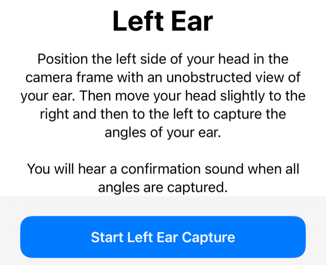 Digitalize o ouvido esquerdo para configuração de áudio espacial personalizado