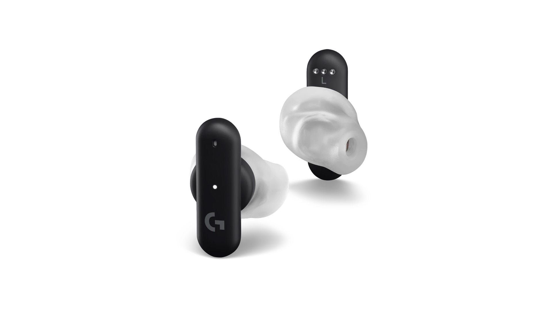 Logitech-G-Fits-earbuds-em-um-fundo-branco