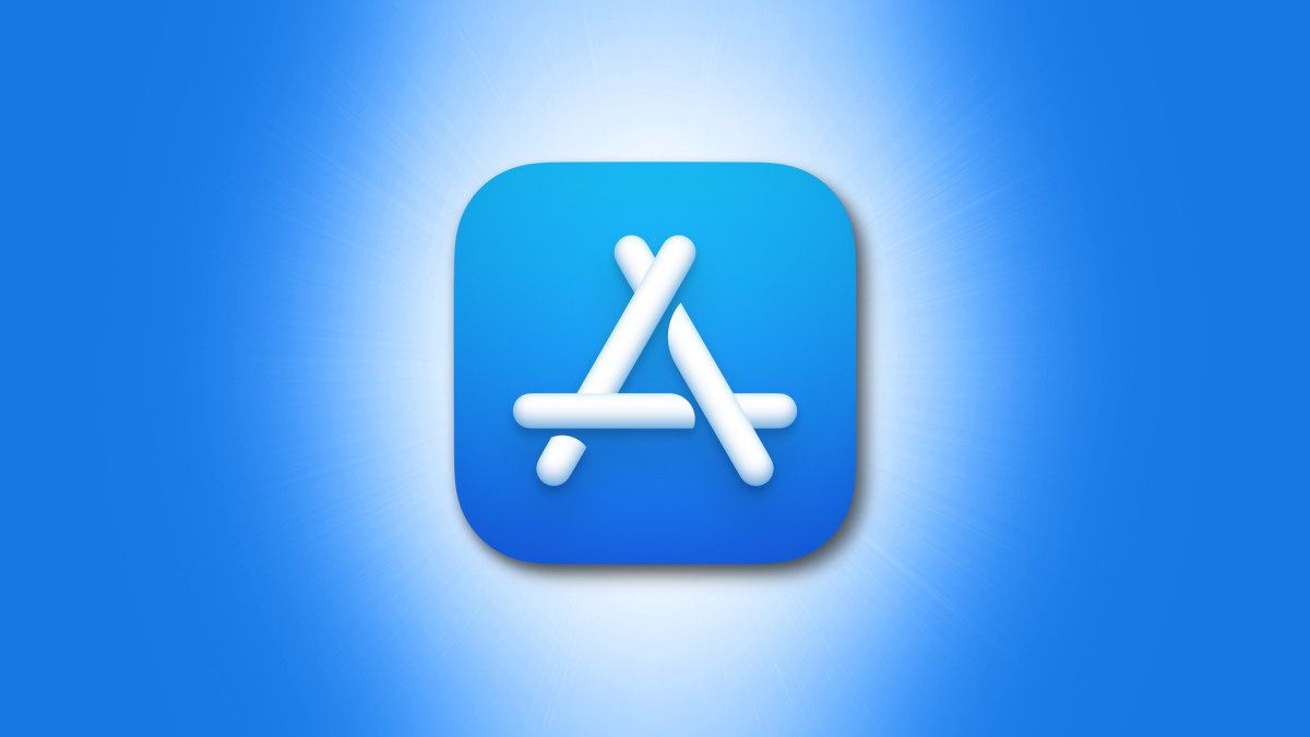 Logotipo da Apple Mac App Store em um fundo azul