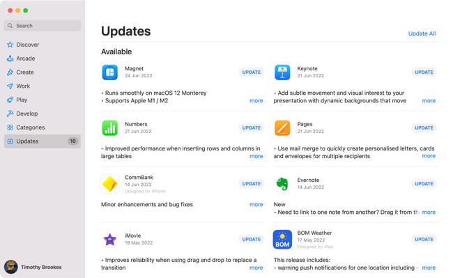 Atualizar aplicativos da Mac App Store