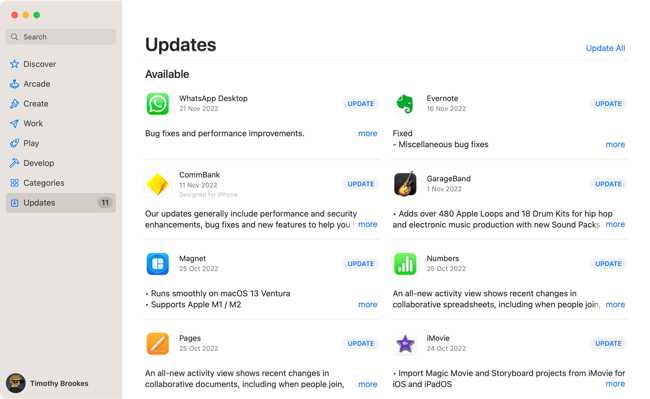Atualizar aplicativos na Mac App Store
