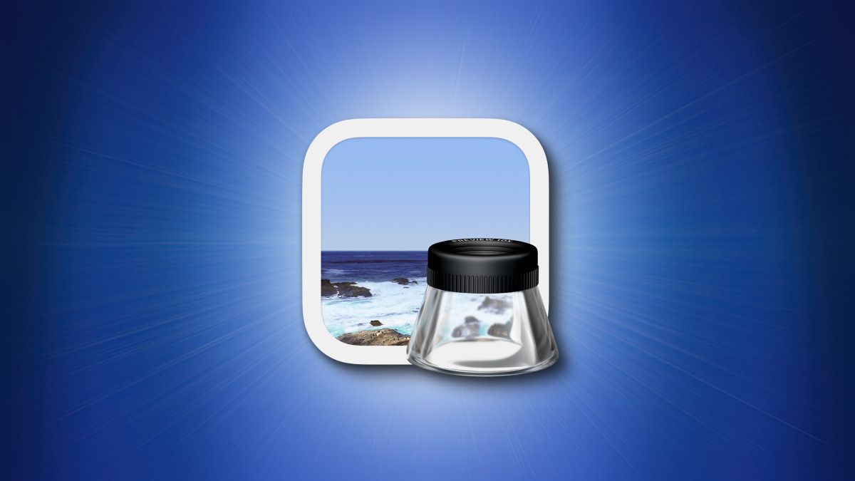 Ícone do aplicativo Mac Preview em um fundo azul