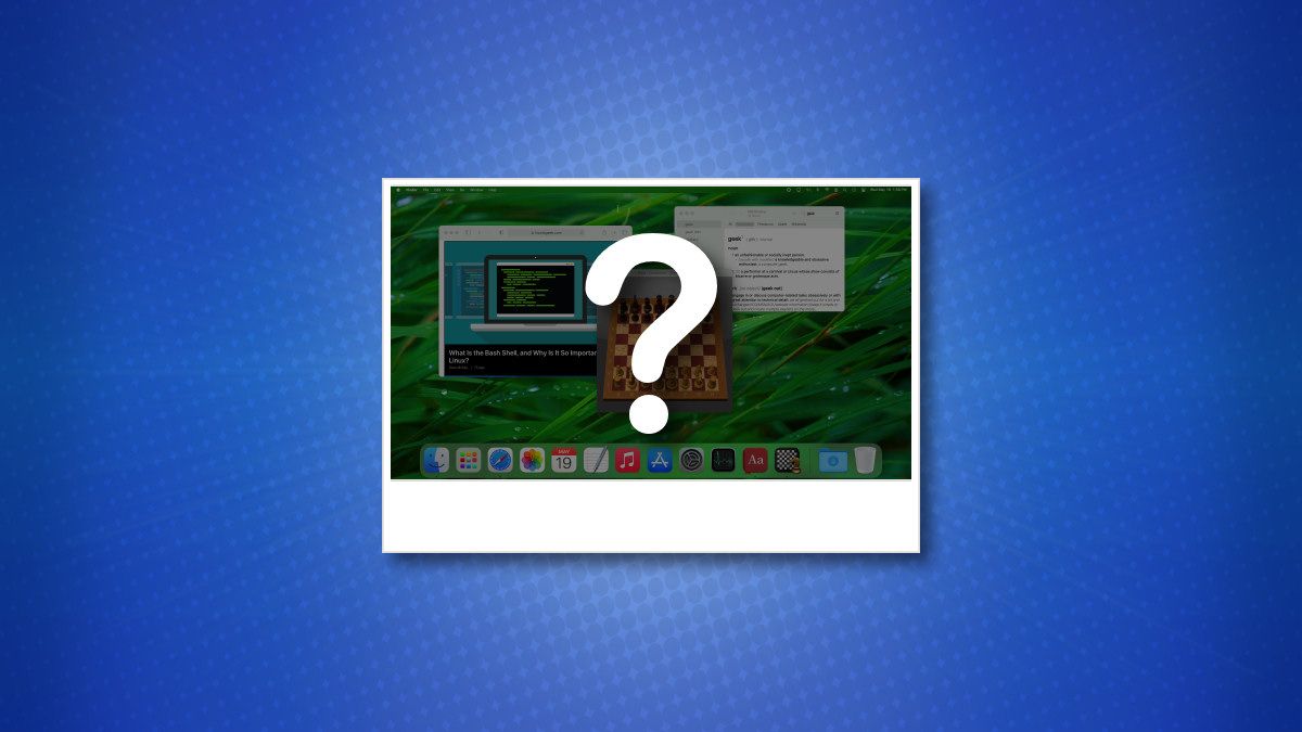 Captura de tela do Mac com um ponto de interrogação em um fundo azul