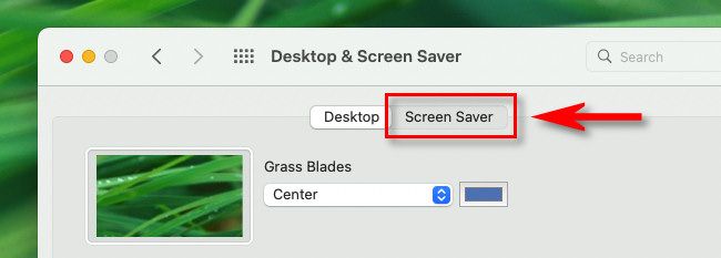 Nas preferências do sistema Desktop e protetor de tela, clique no botão
