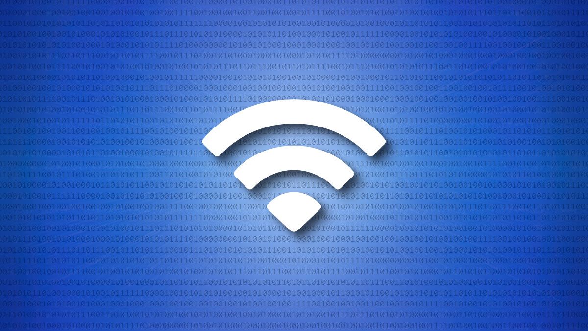 Símbolo Wi-Fi Apple Mac em fundo azul de números binários