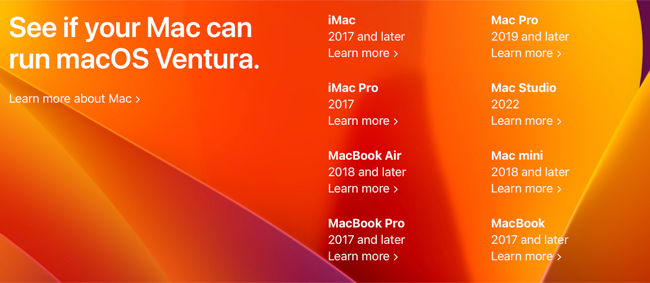 Compatibilidade com macOS 13 Ventura