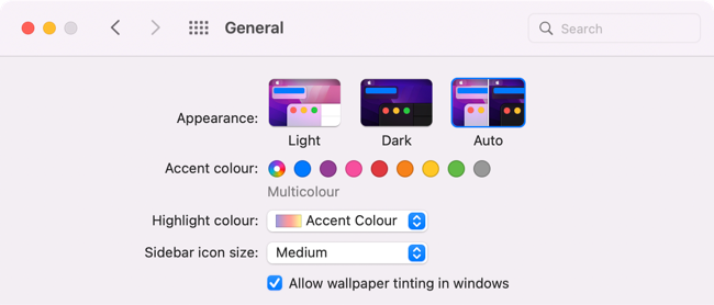 Escolha temas claros ou escuros para alterar a aparência do macOS