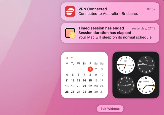 Widgets da Central de Notificações do macOS