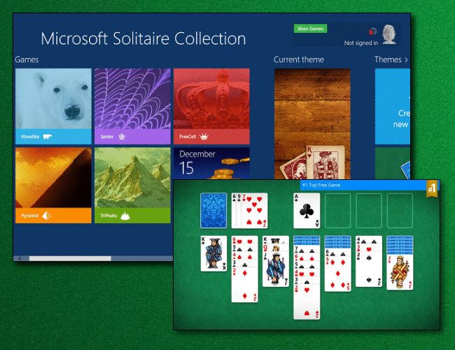Capturas de tela da coleção Microsoft Solitaire