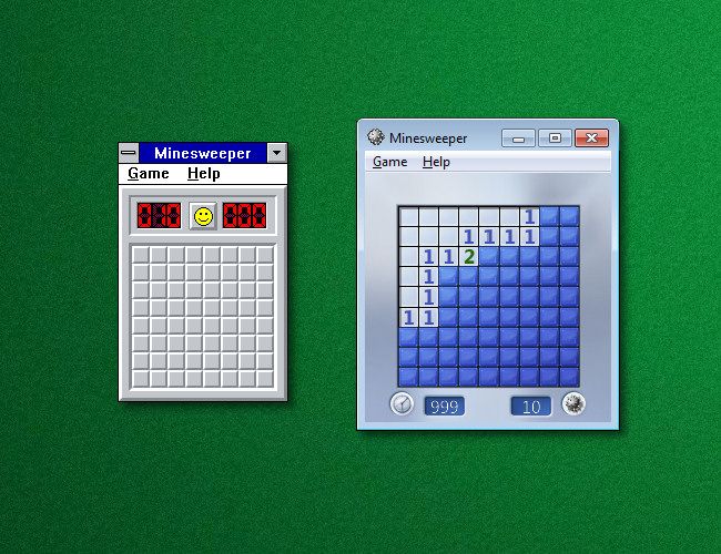 Capturas de tela do Campo Minado da Microsoft