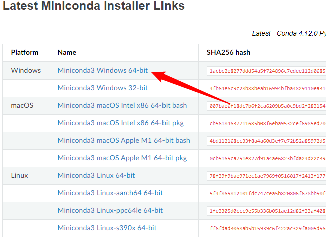 Clique em “Miniconda3 Windows 64 bits” para iniciar o download.