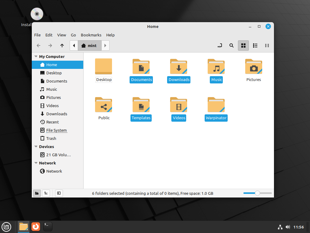 Captura de tela do Linux Mint 21.1
