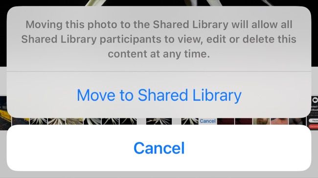 Mova foto ou vídeo para a Biblioteca Compartilhada no iPhone
