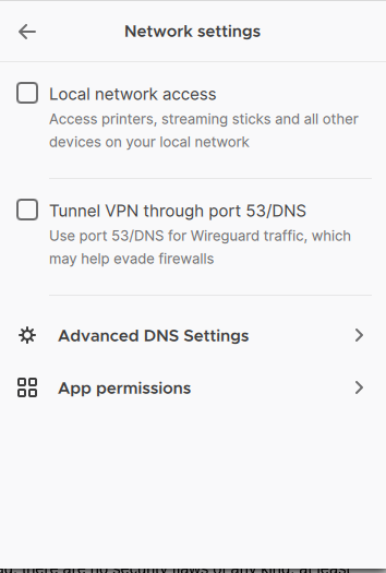 Configuração no aplicativo Mozilla VPN