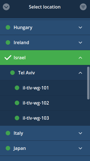 Lista de servidores Mullvad Israel